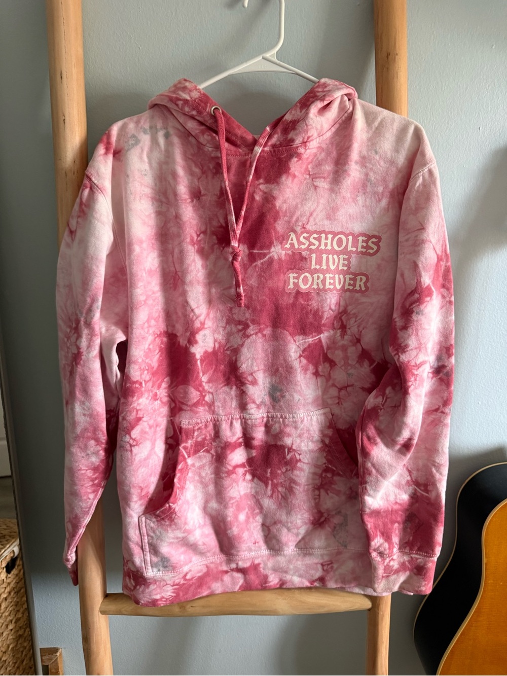 Pink Tie-Dye Hooded Sweatshirt with Statement Print